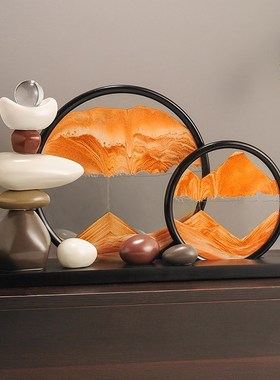 客厅电视柜酒柜高档轻奢时来运转流沙画摆件高级家居装饰品办公室