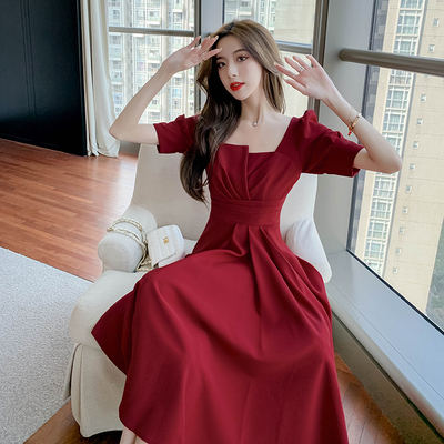 高级感敬酒服新娘平时可穿法式气质结婚回门M订婚礼V服红色连衣裙