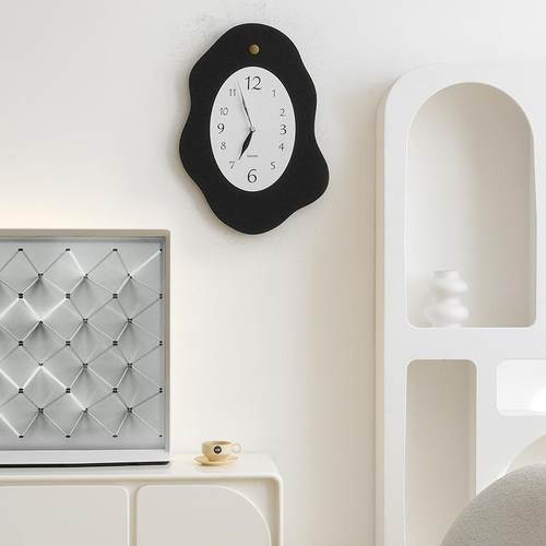 WOZOOM屋准免打孔钟表挂钟客厅诧寂简约创意摆钟家用艺术时钟挂墙