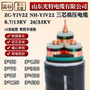 YJV22铜芯高压10KV电缆线3芯7095120150185300平方8.7 35kv