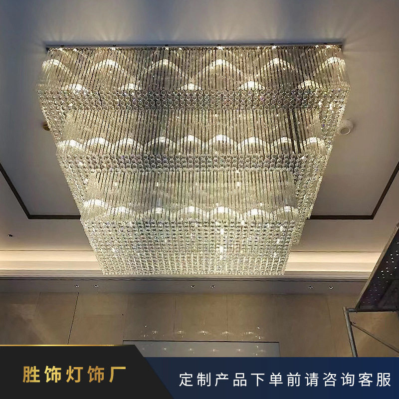 现代简约轻奢水晶客厅吊灯酒店大堂灯别墅复式楼挑空层楼梯工程灯