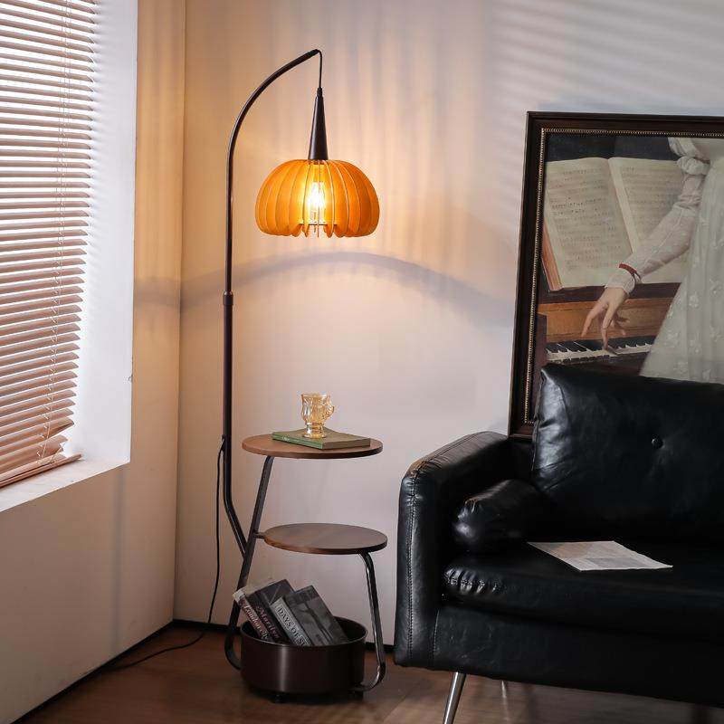 中古风南瓜落地灯置物架一体客厅卧室沙发旁复古高级氛围感装饰灯