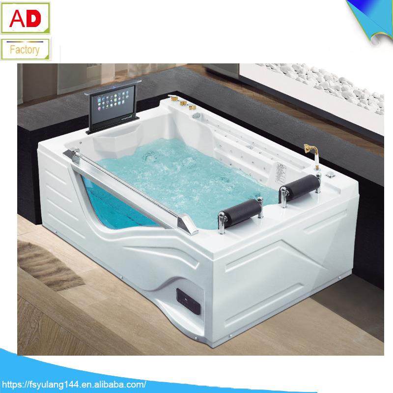 豪华双人浴缸高档室内液晶电视TV控制面板恒温功能金色龙头