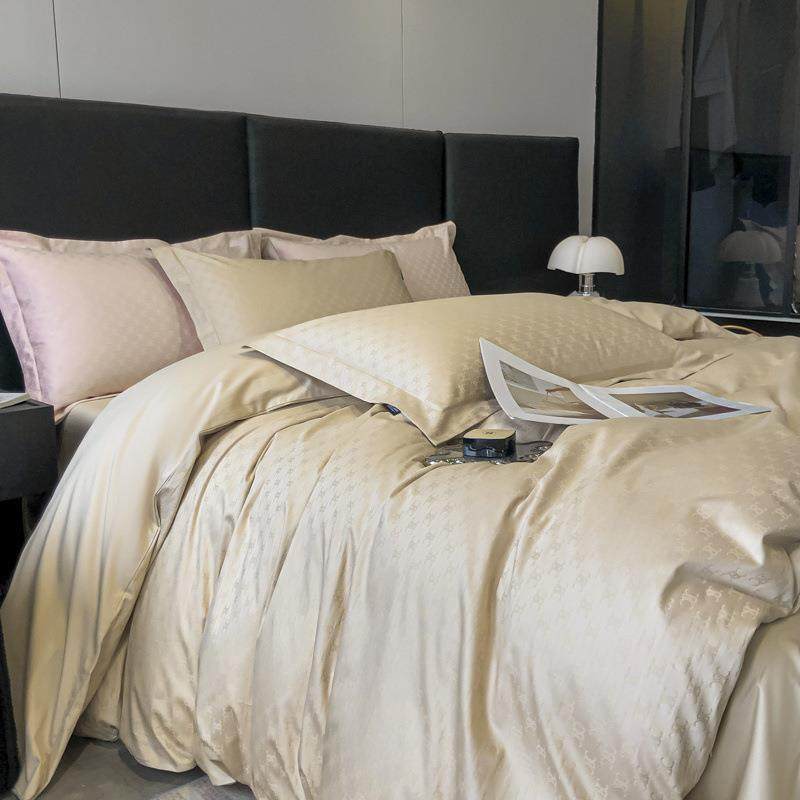 高档出口240支双股长绒棉四件套全棉纯棉贡缎被套床单笠床上用品4