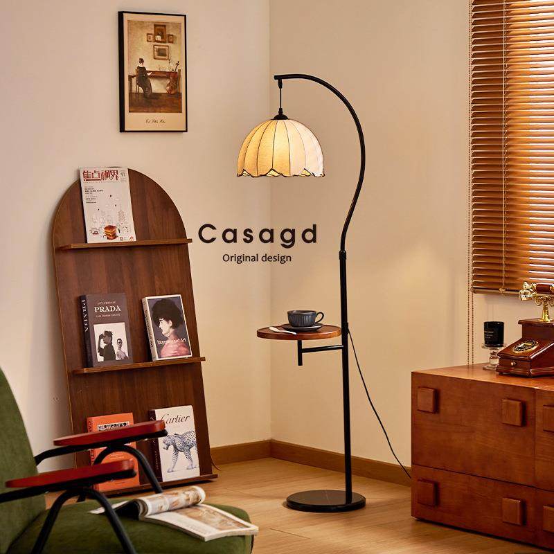 CASA中古落地灯2025年新款法式复古客厅沙发旁置物架一体卧室台灯