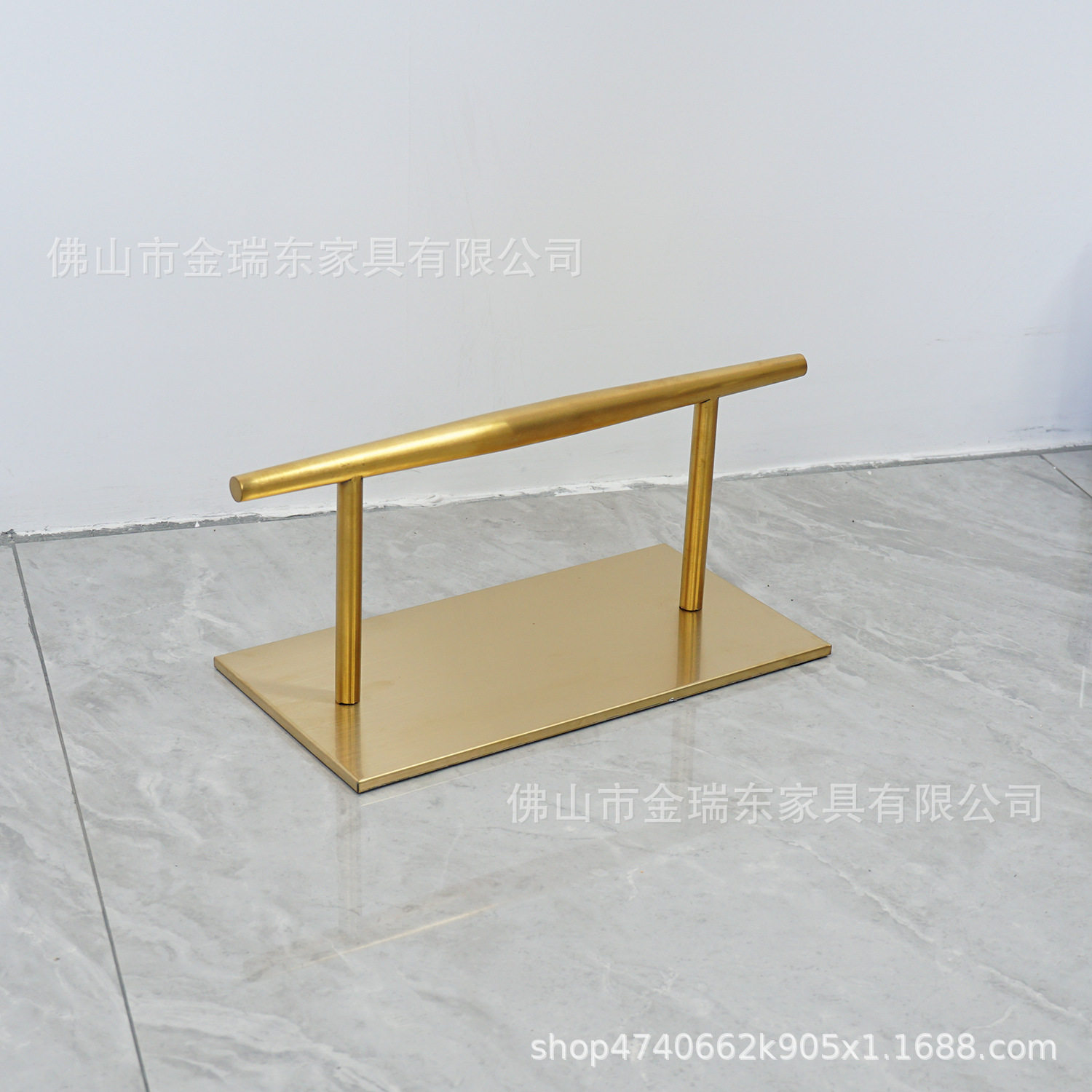 直杆美发椅脚踏理发椅子落地可移动脚垫踩脚理发椅子金色不锈钢脚