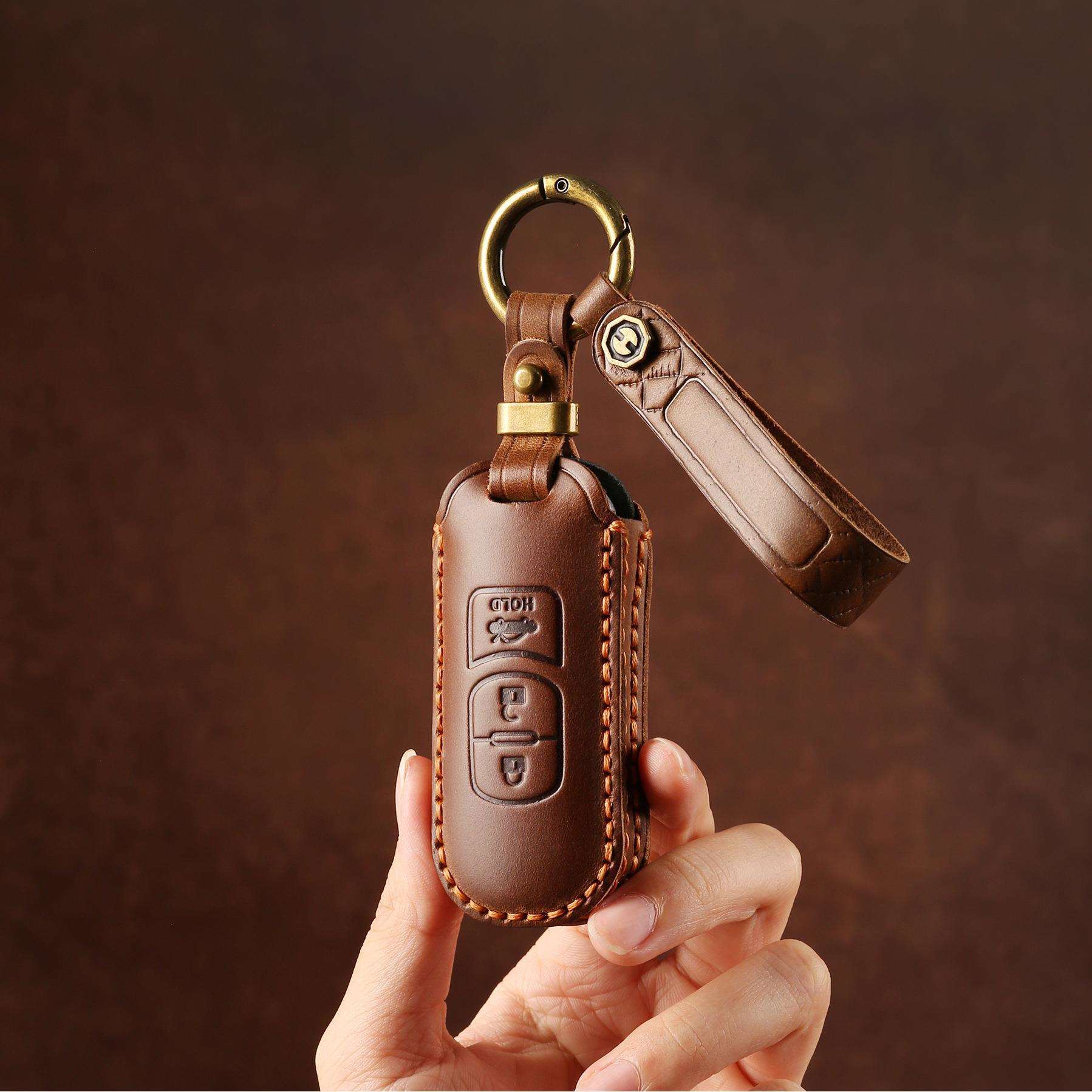 适用于马自达CX-5阿特兹CX-30昂克赛拉cx-9车真皮汽车钥匙套包扣