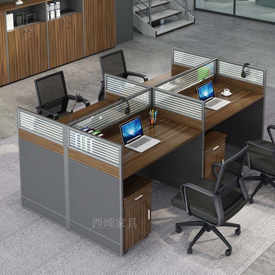 现代办公屏风组合转角员工位隔断两人位职员办公桌卡位H602