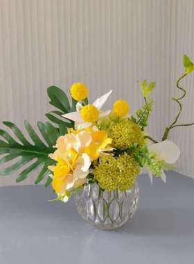 茶几商务洽谈桌花摆件小花束清新自然仿真花餐桌M309