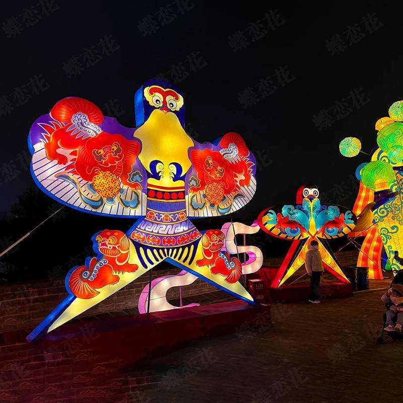 大型景区风筝花灯国庆中秋户外灯展手工彩灯景区灯光秀造型灯
