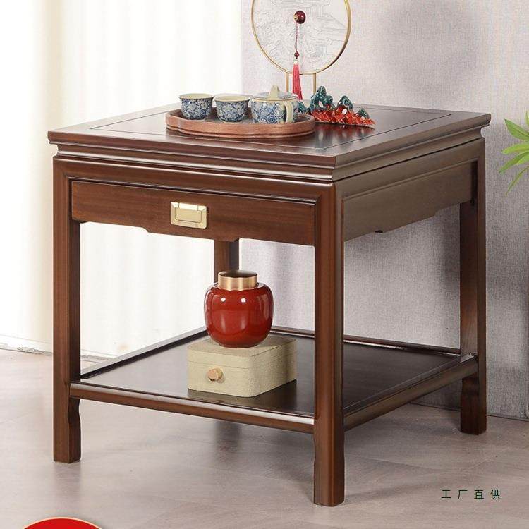 新中式实木茶几沙发边几角几小方桌侧边柜茶台原木客厅茶台简约