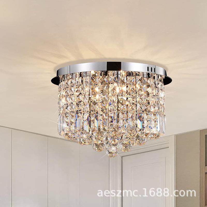 LED圆形水晶吸顶灯玄关灯走廊过道灯卧室门厅G9现代简约灯具