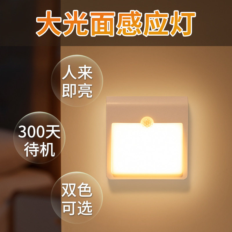 智能人体自动感应小夜灯充电式入户门过道厕所卫生间夜间台灯