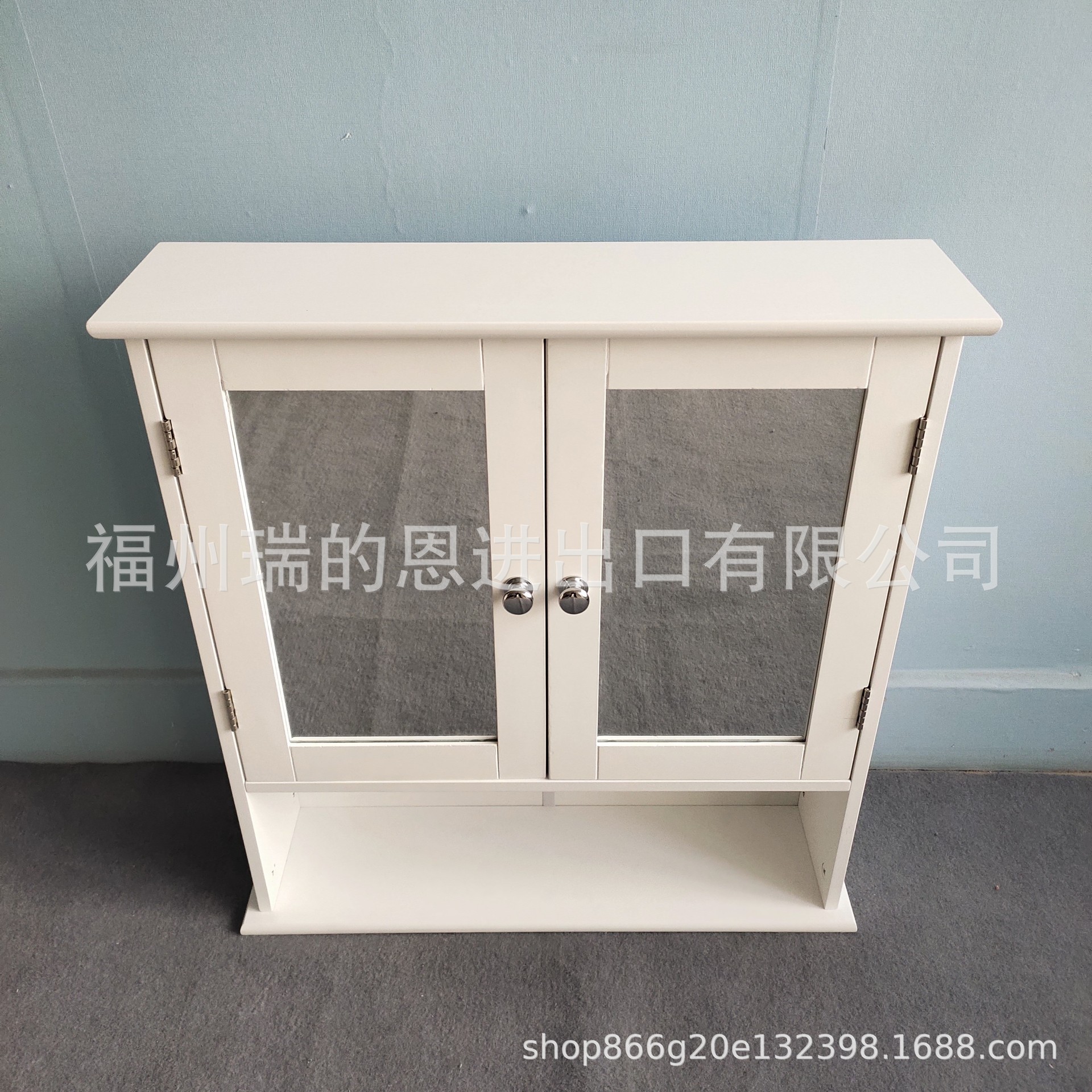 厂家直供欧式白色浴室卫生间柜墙柜双门墙镜柜带梳妆镜