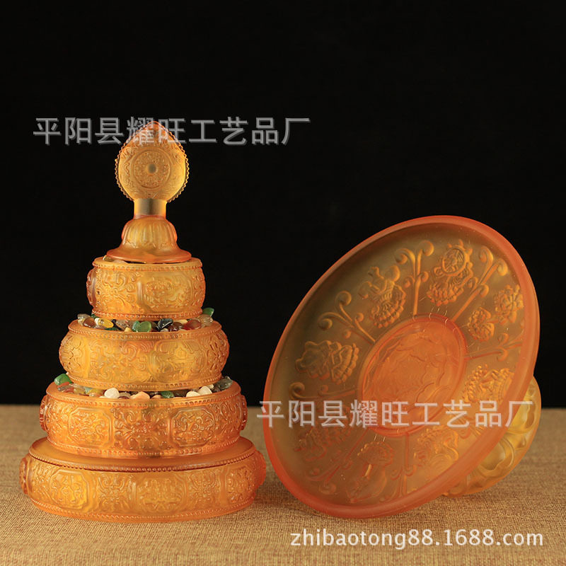 家具八吉祥摆件琉璃曼扎盘曼达供曼茶罗批发