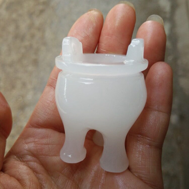厂家直销阿富汗白玉手把件玉鼎白玉小鼎手玩件白玉鼎鼎天立地文玩