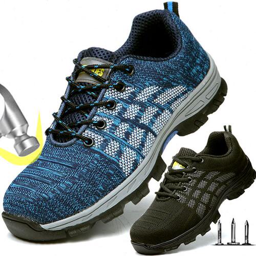 劳保鞋跨境安全防护 safety shoes 户外飞织透气黑色