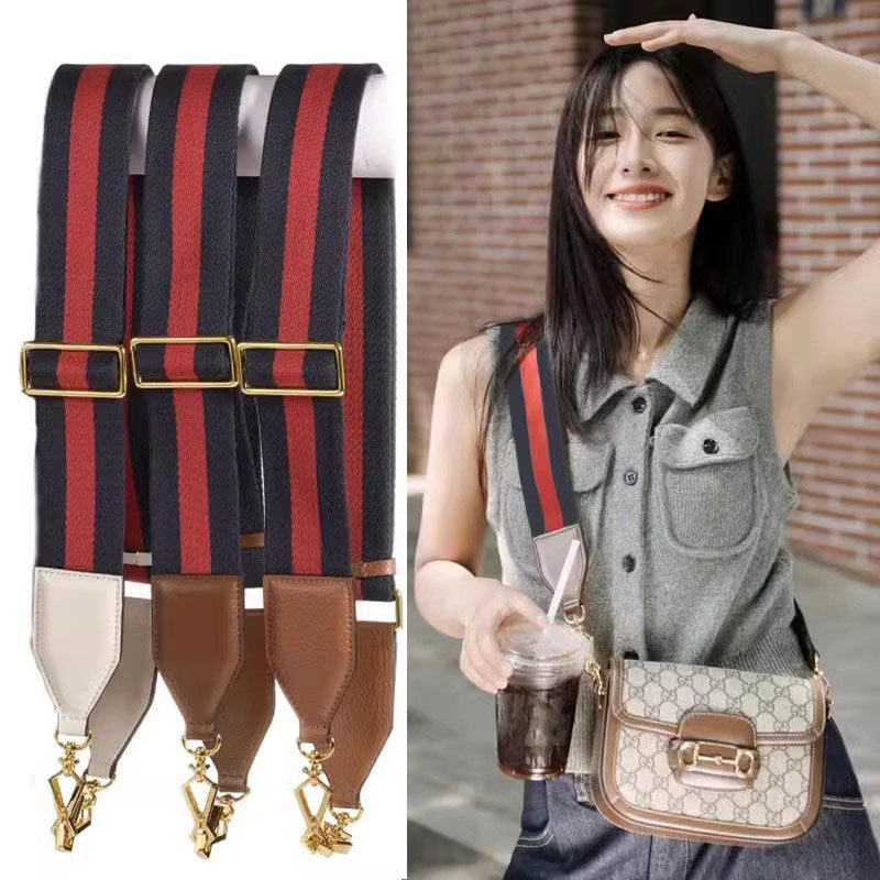 适用1955马鞍包肩带改造条纹帆布包带配件斜挎包女包宽肩带可调节