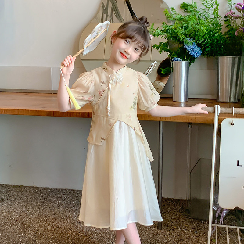 女童国风旗袍2024新款新中式公主裙儿童夏季裙子小女孩夏装连衣裙