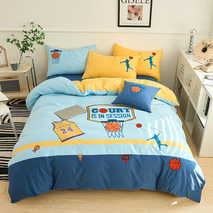 儿童卡通全棉床单被套小男孩青少年床上用品100纯棉四件套Y1.5床