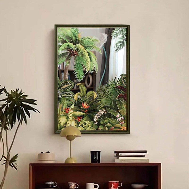 小清新绿意绿植镜子画中古百搭场景装饰画餐厅玄关走廊氛围感挂画,家居饰品,镜面画,淘宝优惠券,粉丝福利购,淘宝优惠卷