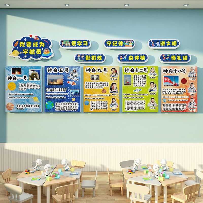 幼儿太空科技主题环创文化墙装饰中国航天发展史教室背景布置墙贴,家居饰品,文化墙贴,淘宝优惠券,粉丝福利购,淘宝优惠卷