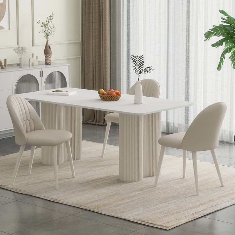 法式奶油风岩板餐桌椅组合现代简约餐厅家用餐桌椅子小户型吃饭桌,住宅家具,岩板餐桌,淘宝优惠券,粉丝福利购,淘宝优惠卷