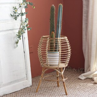 印尼藤编落地花架绿植花盆架室内阳台花篮服装P店商场装饰摆件北