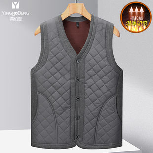 爷爷马甲中老年男保暖马褂春秋款 背 小棉袄老年人加T绒加厚爸爸装