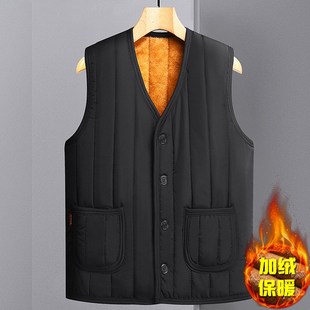 背 棉马甲加绒加厚毛内胆坎肩马夹爷爷装 秋冬季 爸爸中老年人n男士