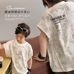 T恤儿童无袖 酸甜家童装 宝宝短袖 新款 上衣薄 男童背心纯棉2024夏C季
