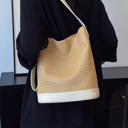 2025a夏季爆款海边度假草编包包女2025夏季新款大容量水桶包沙滩