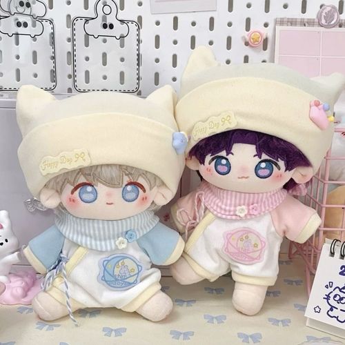 10cm/20cm棉花娃娃娃衣可爱奶K呼呼无属性爬爬服三件套