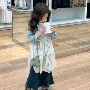 女童蕾丝花边吊带裙2025新款 洋气儿童白色连衣裙森系背心 z春季