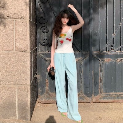 美式夏季多巴胺彩色小众r独特荡领短款吊带背心女新款设计感小上