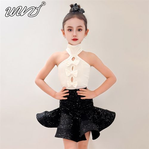 儿童拉丁舞服f女童2025夏季新款网红拉丁舞练功服少儿舞蹈表演套