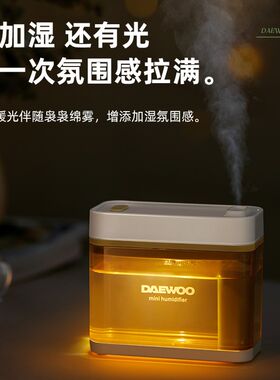 大宇加湿器小型办公室卧室宿舍学生迷你充电夜灯