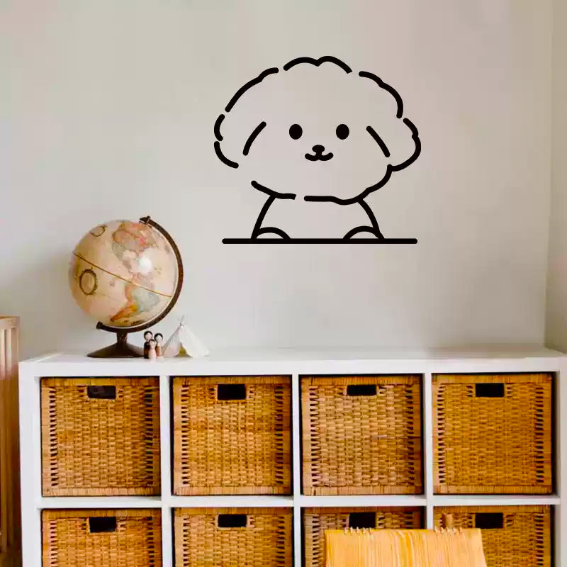 线条小狗门贴纸玻璃电视背景墙挂件卧室儿童房间布置床头装饰画