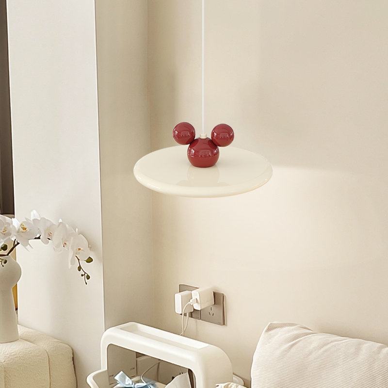 高级感包豪斯饭厅灯法式奶油氛围LED复古飞碟卧室餐桌吊线灯