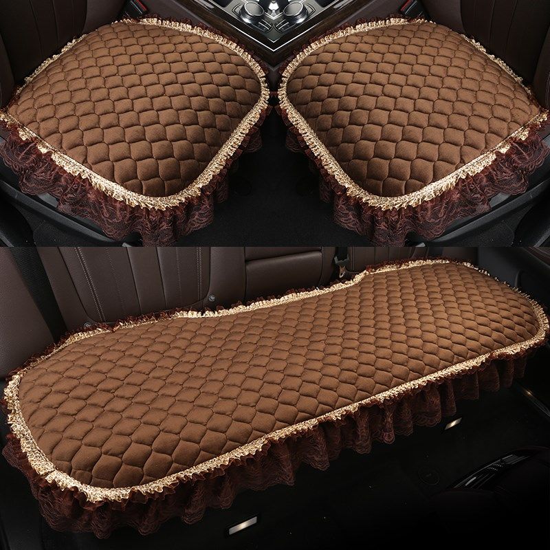 汽车坐垫无靠背四季通用单片三件短毛绒冬季座垫免捆绑前后排座