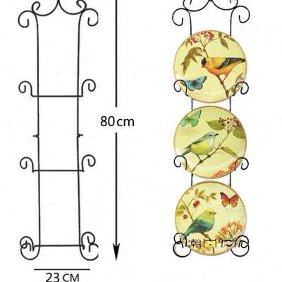 。创意家居挂盘铁艺架挂架墙壁装饰品装饰架欧式盘子支架展示铁