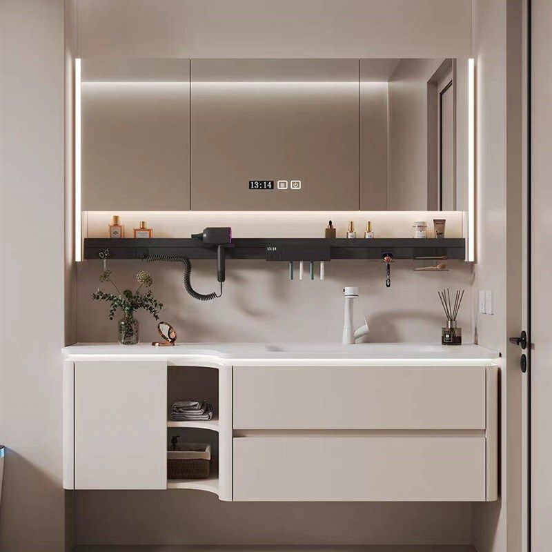 无缝斜角一体异形浴室柜定制热弯岩板洗手池洗脸盆洗漱,家装主材,浴室柜组合,淘宝优惠券,粉丝福利购,淘宝优惠卷