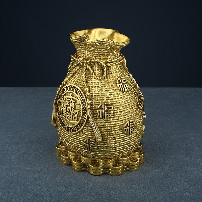 黄铜聚宝盆钱袋存钱罐办公室家居工艺品,家居饰品,桌面摆件,淘宝优惠券,粉丝福利购,淘宝优惠卷