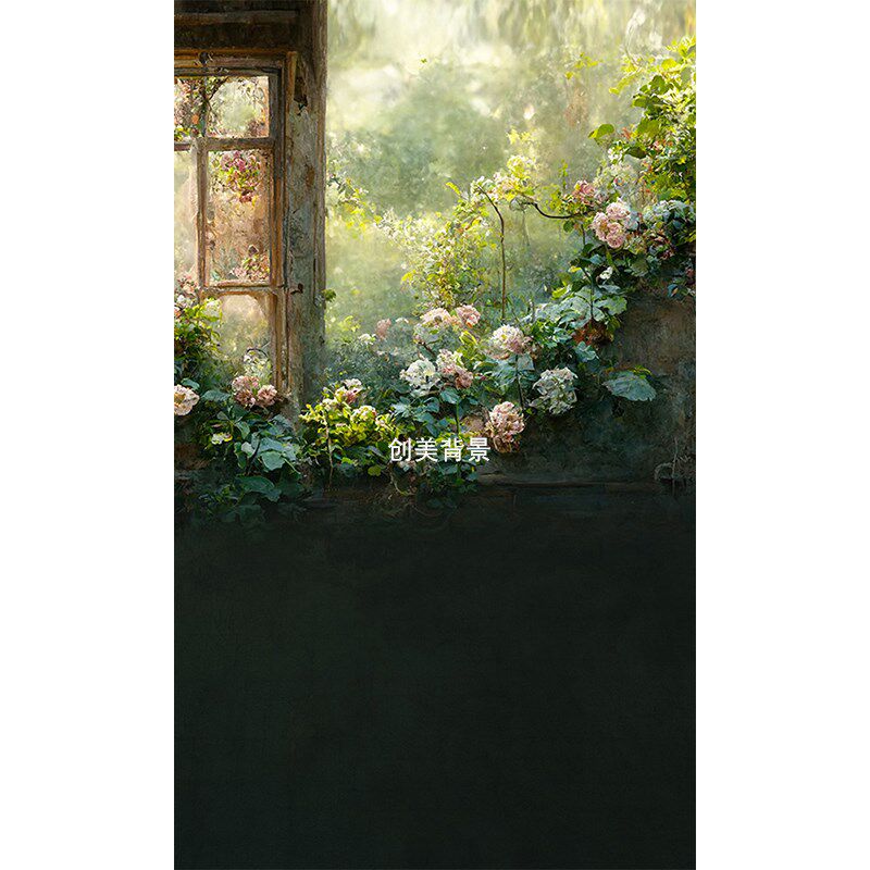 创美儿童油画背景布森林公园拍照婚纱油画法式摄影复古背景
