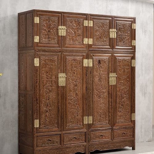 源梦家具鸡翅木顶箱柜四门红木卧室实木大顶箱柜