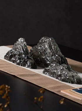 zon 新石头假山艺术茶室软装饰品办公室书桌工艺品