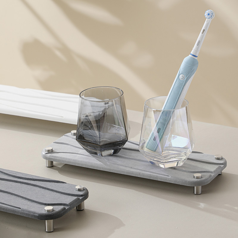 定制加高矽藻泥吸水凉垫隔离积水牙刷座洗手台挡水条矽藻泥硬垫速