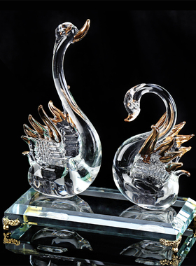 招财水晶情侣鹿鸳鸯天鹅结婚礼物摆件客厅家居书房工艺品装饰品