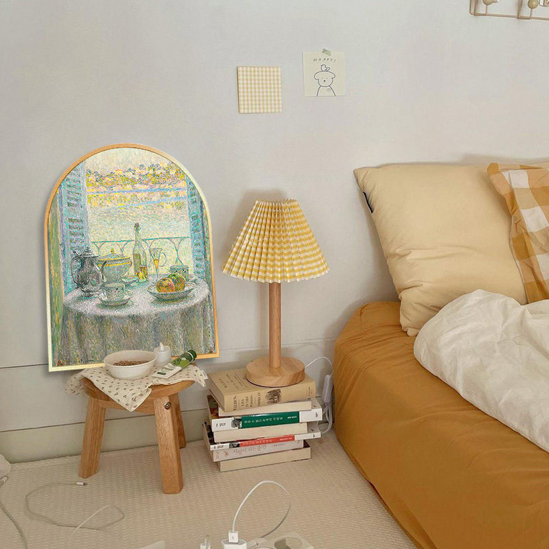 北欧田园装饰画法式轻奢玄关卧室挂画客餐厅复古小众风景拱形挂画