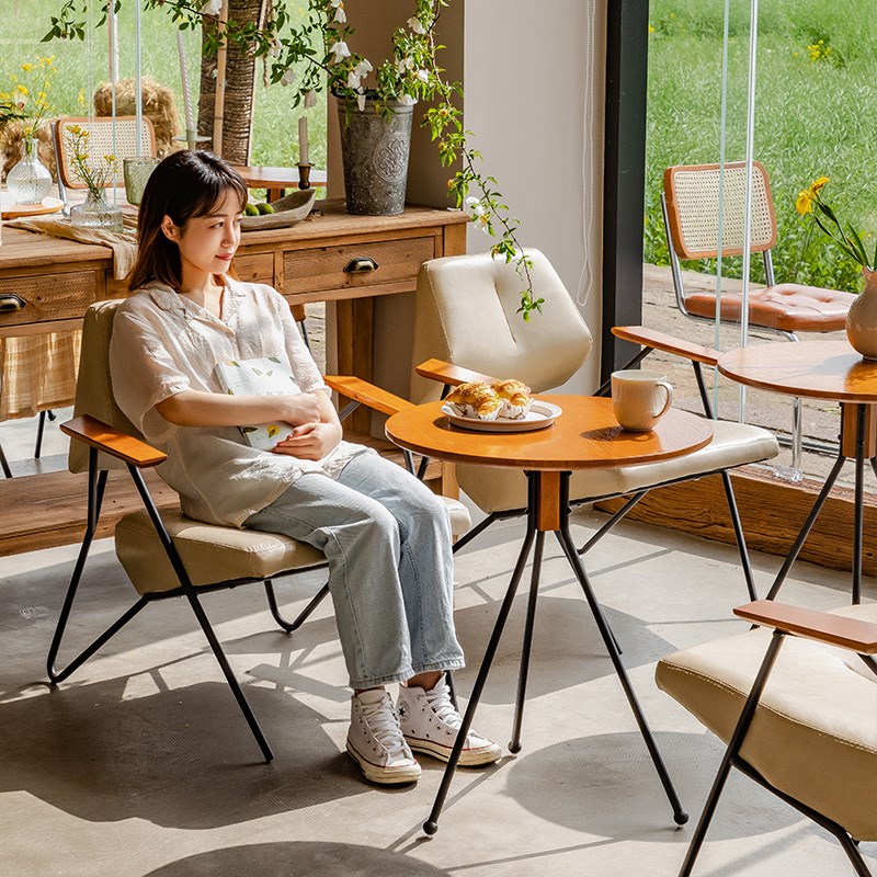 复古铁艺咖啡厅桌椅子休闲书吧洽谈奶茶店甜品餐厅清酒吧沙发组合